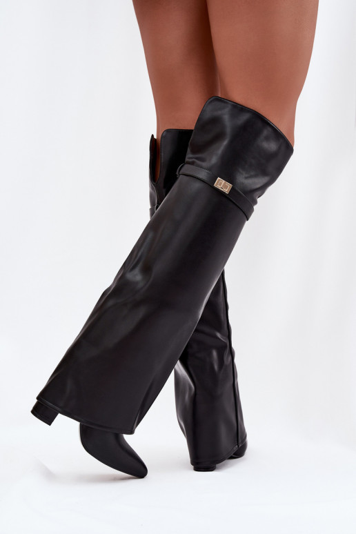 siltināti garie zābakiINyIniniętą CholeInką Par ceļgalu Obcas Słupek melnas krāsas Serelle