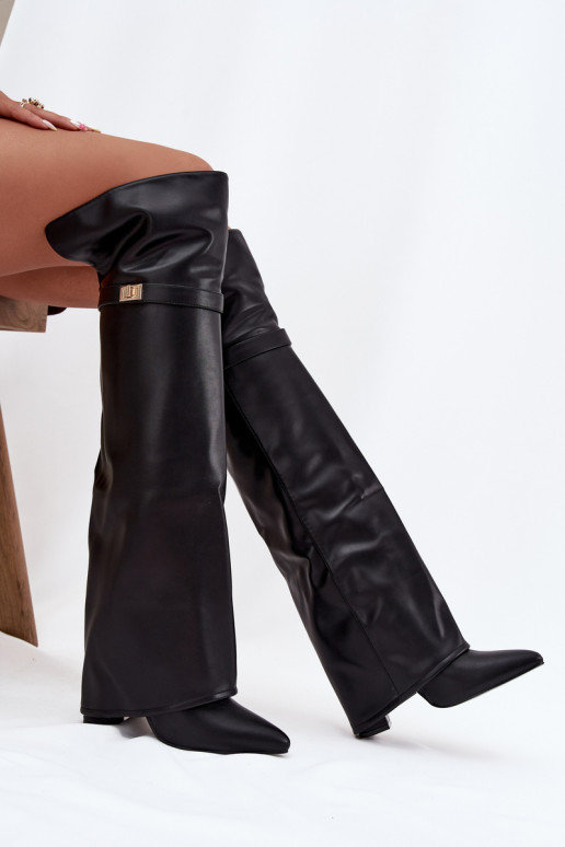 siltināti garie zābakiINyIniniętą CholeInką Par ceļgalu Obcas Słupek melnas krāsas Serelle