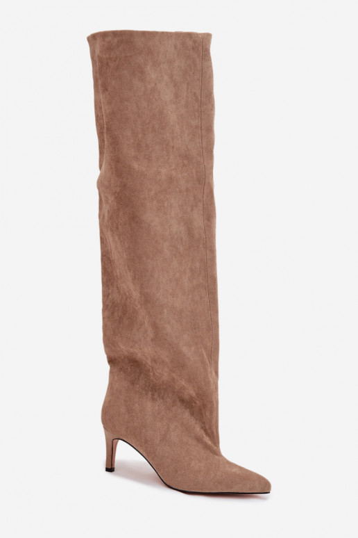 sieviešu garie zābaki ar papēdi Paslīdēt uz smilšu krāsas Tā irvilla