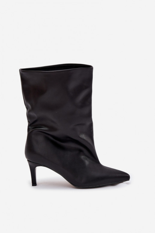 Paslīdēt uz Sieviešu puszābaki ar papēdi melnas krāsas Solvienne