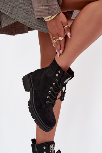 zābaki Sieviešu siltināti Ar rotājumiem melnas krāsas Olivira