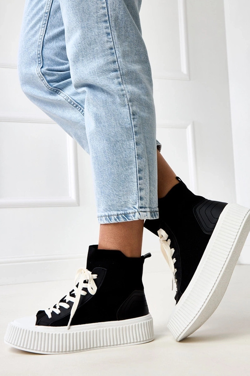 Czarne wsuwane skarpetkowe trampki na...