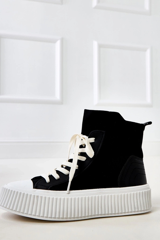 Czarne wsuwane skarpetkowe trampki na...