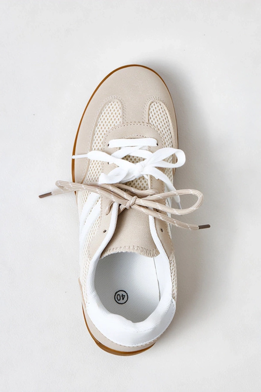 Beżowe sneakersy  siateczkowe typu... Beżowe sneakersy  siateczkowe typu...