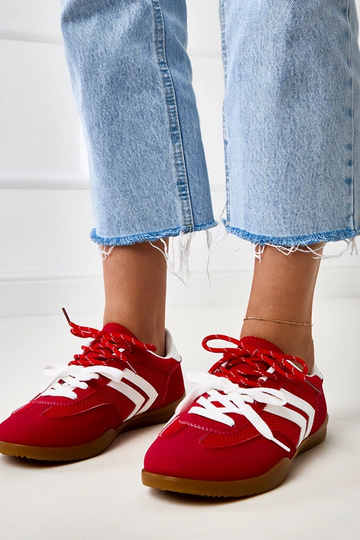Czerwone sneakersy siateczkowe typu tenisówki z białą wstawką Malkan
