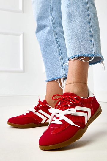 Czerwone sneakersy siateczkowe typu tenisówki z białą wstawką Malkan 2