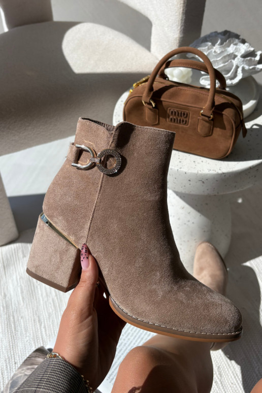 siltināti Sieviešu puszābaki Ze Zelta krāsasmi Detalami ar papēdi smilšu krāsas Dorisse