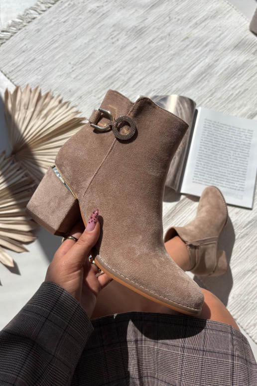 siltināti Sieviešu puszābaki Ze Zelta krāsasmi Detalami ar papēdi smilšu krāsas Dorisse