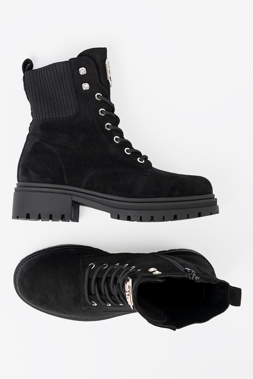 Eleganta stila Melnas krāsas zābaki z błyszczącymi kryształkami