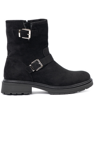 NoInoczesne Melnas krāsas zābaki ze Sudrabsmi klamrami 2