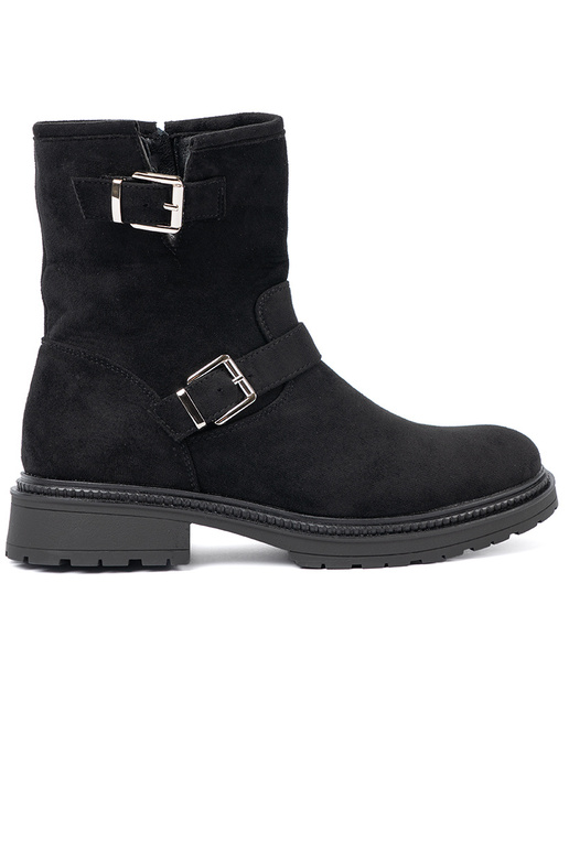 NoInoczesne Melnas krāsas zābaki ze Sudrabsmi klamrami