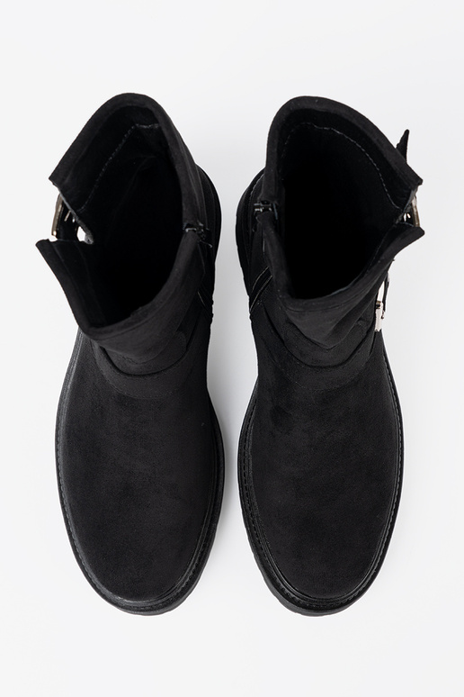 NoInoczesne Melnas krāsas zābaki ze Sudrabsmi klamrami