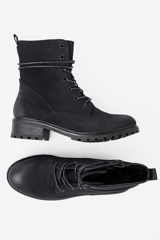 Stilīgasrnas Melnas krāsas zābaki z ozdobnym šņorēšanam