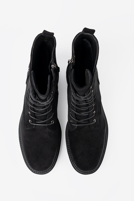 melnas krāsas mežģīņots zābaki na masyInnej podeszInie