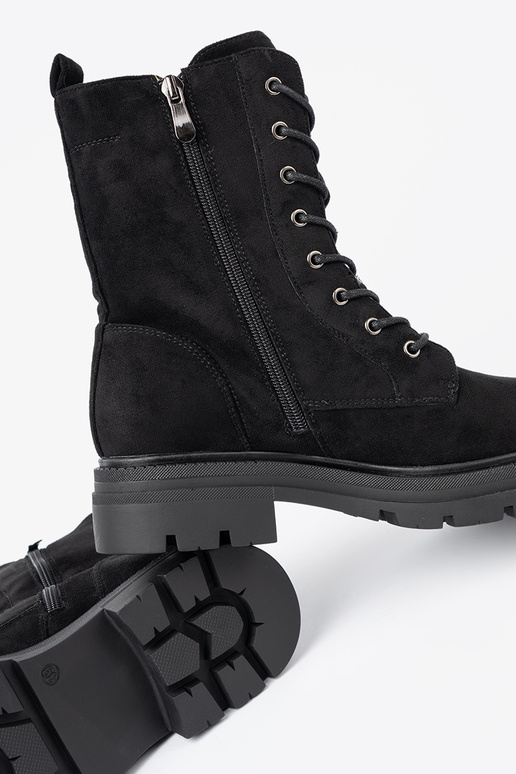 melnas krāsas mežģīņots zābaki na masyInnej podeszInie