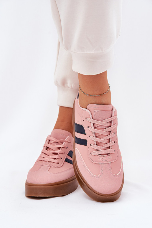 Sneakers modeļa apavi Sieviešu ar platformu no eko ādas Rozā krāsas Ediriella Sneakers modeļa apavi Sieviešu ar platformu no eko ādas Rozā krāsas Ediriella