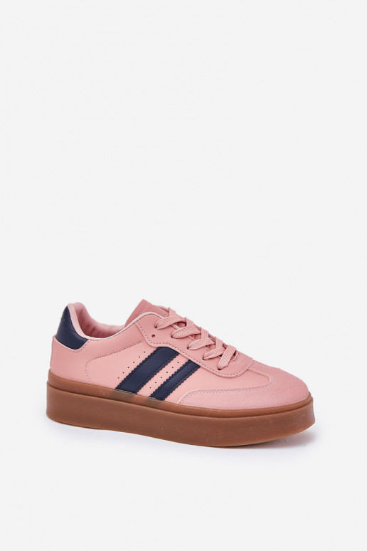 Sneakers modeļa apavi Sieviešu ar platformu no eko ādas Rozā krāsas Ediriella Sneakers modeļa apavi Sieviešu ar platformu no eko ādas Rozā krāsas Ediriella