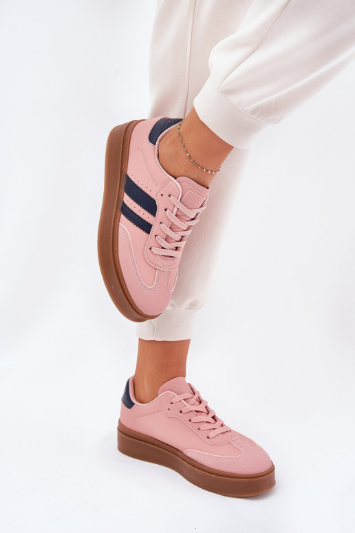 Sneakers modeļa apavi Sieviešu ar platformu no eko ādas Rozā krāsas Ediriella Sneakers modeļa apavi Sieviešu ar platformu no eko ādas Rozā krāsas Ediriella