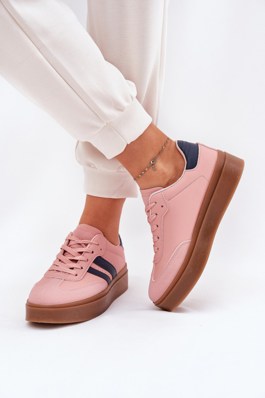 Sneakers modeļa apavi Sieviešu ar platformu no eko ādas Rozā krāsas Ediriella Sneakers modeļa apavi Sieviešu ar platformu no eko ādas Rozā krāsas Ediriella