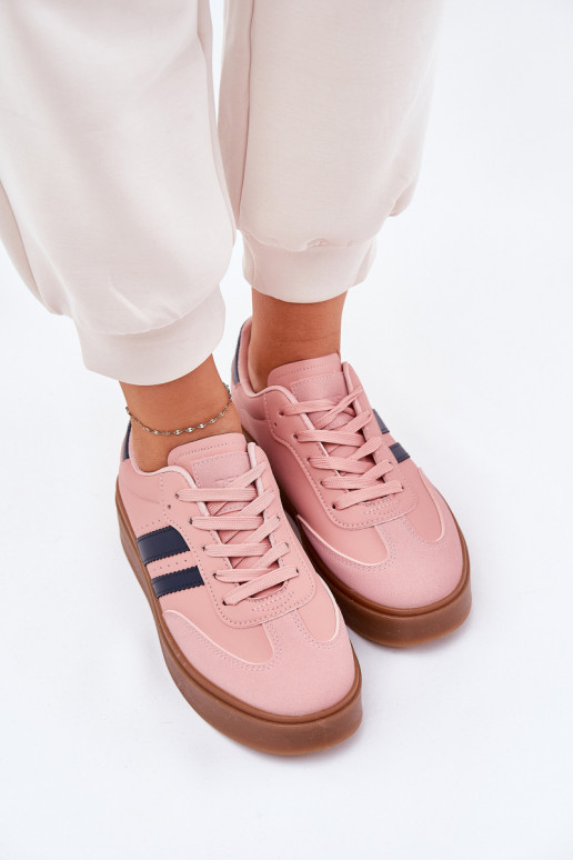 Sneakers modeļa apavi Sieviešu ar platformu no eko ādas Rozā krāsas Ediriella Sneakers modeļa apavi Sieviešu ar platformu no eko ādas Rozā krāsas Ediriella