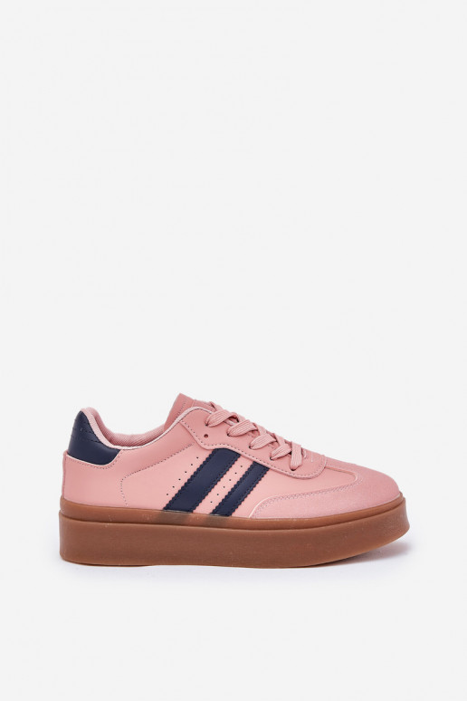 Sneakers modeļa apavi Sieviešu ar platformu no eko ādas Rozā krāsas Ediriella Sneakers modeļa apavi Sieviešu ar platformu no eko ādas Rozā krāsas Ediriella