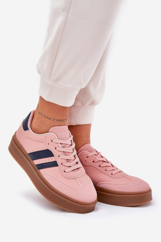 Sneakers modeļa apavi Sieviešu ar platformu no eko ādas Rozā krāsas Ediriella Sneakers modeļa apavi Sieviešu ar platformu no eko ādas Rozā krāsas Ediriella