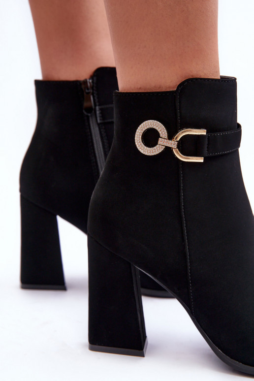 Āda Sieviešu puszābaki ar papēdi ar ornamentiem melnas krāsas Lymall