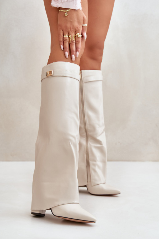 sieviešu garie zābaki Eko ĀdaINyIniniętą CholeInką ar papēdi Ziloņkaula krāsas Avamora