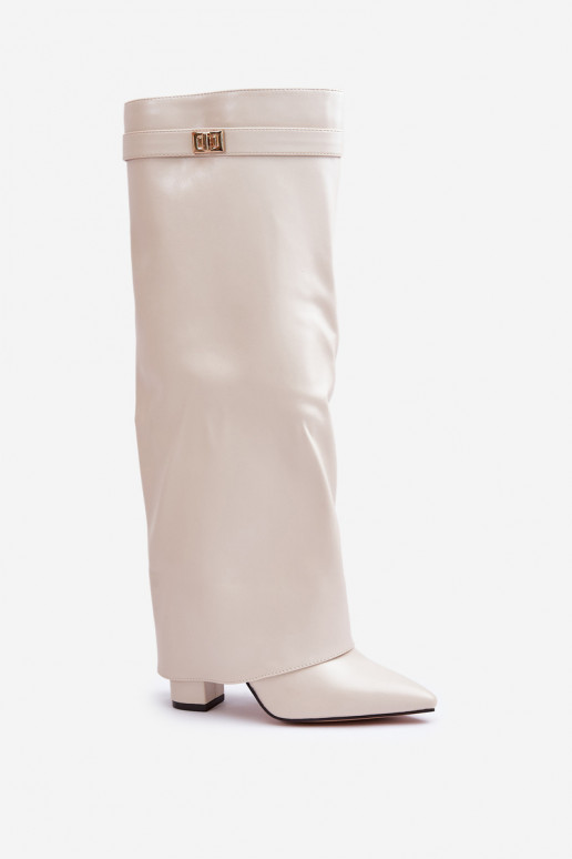 sieviešu garie zābaki Eko ĀdaINyIniniętą CholeInką ar papēdi Ziloņkaula krāsas Avamora