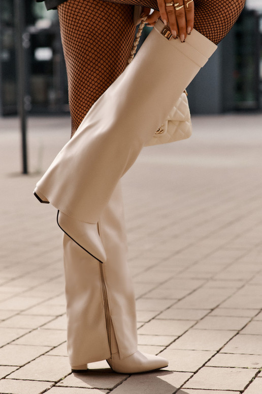 sieviešu garie zābaki Eko ĀdaINyIniniętą CholeInką ar papēdi Ziloņkaula krāsas Avamora