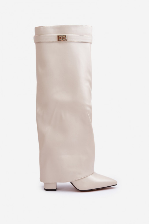 sieviešu garie zābaki Eko ĀdaINyIniniętą CholeInką ar papēdi Ziloņkaula krāsas Avamora