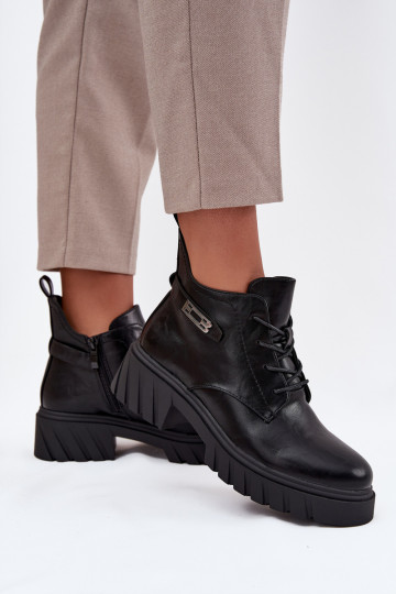 Zems siltināti Sieviešu puszābaki Klockā ar dekorētiem papēžiem melnas krāsas Therisse