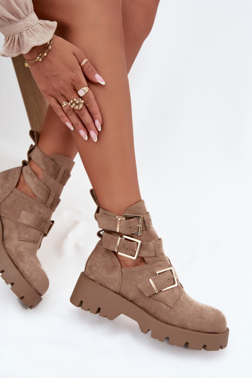 Sieviešu puszābaki Ar svītrām I Zelta krāsasmi ar sprādzēmmi smilšu krāsas Helisse