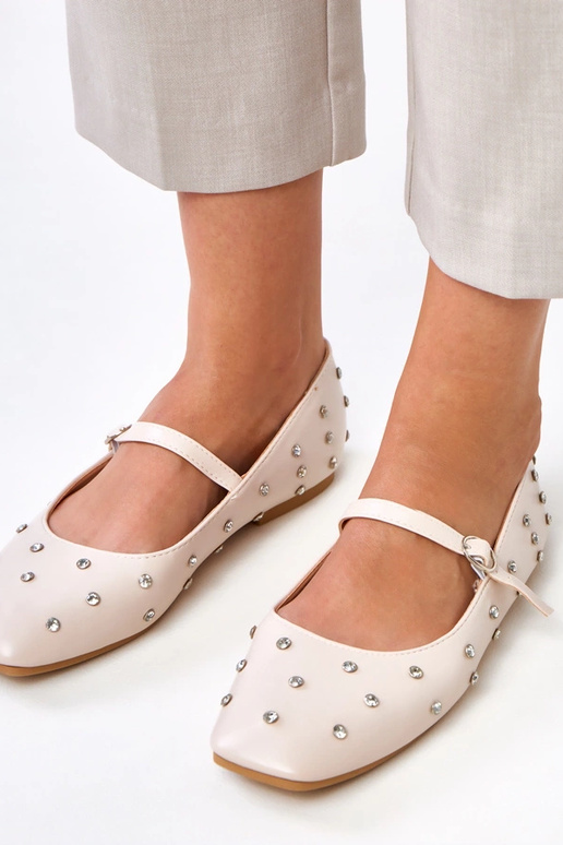 Smilšu krāsas balerīnas ar kristāliem... Smilšu krāsas balerīnas ar kristāliem...