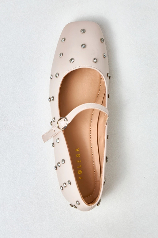 Smilšu krāsas balerīnas ar kristāliem... Smilšu krāsas balerīnas ar kristāliem...