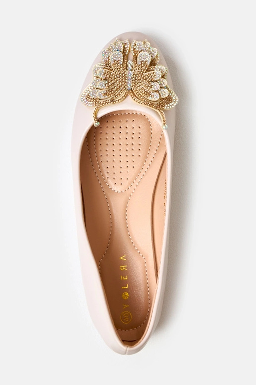 Smilšu krāsas balerīnas ar dekoratīvu... Smilšu krāsas balerīnas ar dekoratīvu...