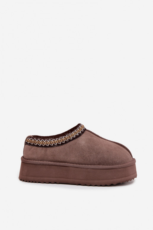 Zems zamšādas sniega apavi SieviešuHaftem ar platformu Vinceza 97960 brūnas krāsas