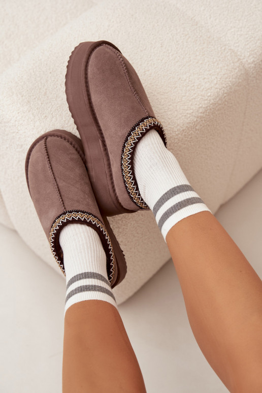 Zems zamšādas sniega apavi SieviešuHaftem ar platformu Vinceza 97960 brūnas krāsas