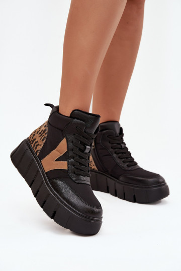 Āda Sieviešu puszābaki ar platformu siltināti Vinceza 66838 melnas krāsas 2