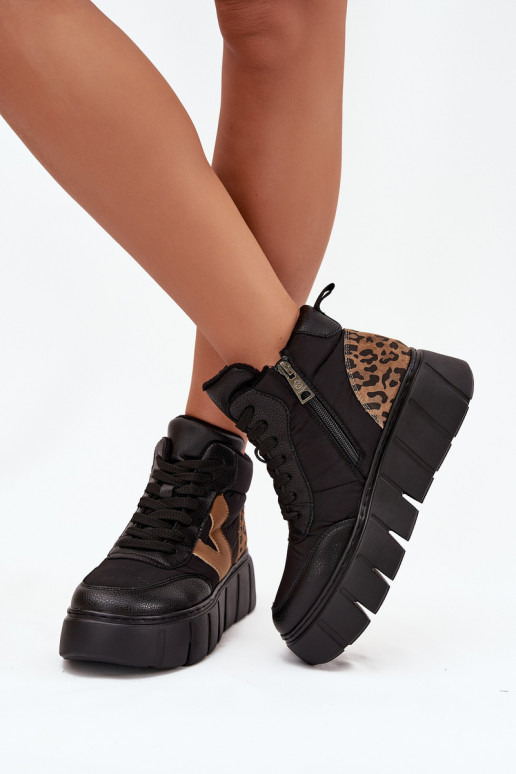 Āda Sieviešu puszābaki ar platformu siltināti Vinceza 66838 melnas krāsas Āda Sieviešu puszābaki ar platformu siltināti Vinceza 66838 melnas krāsas