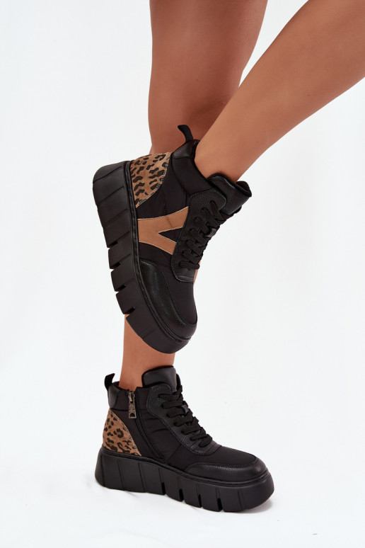 Āda Sieviešu puszābaki ar platformu siltināti Vinceza 66838 melnas krāsas Āda Sieviešu puszābaki ar platformu siltināti Vinceza 66838 melnas krāsas