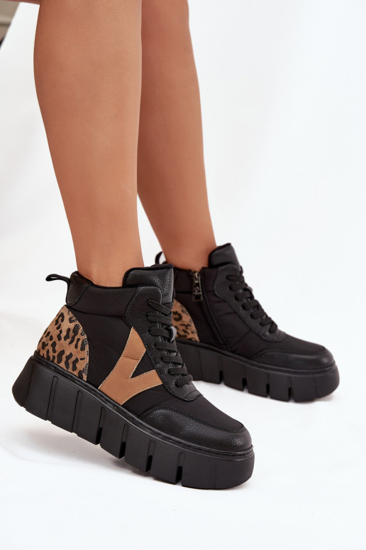 Āda Sieviešu puszābaki ar platformu siltināti Vinceza 66838 melnas krāsas Āda Sieviešu puszābaki ar platformu siltināti Vinceza 66838 melnas krāsas