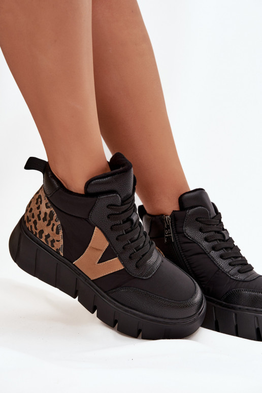 Āda Sieviešu puszābaki ar platformu siltināti Vinceza 66838 melnas krāsas Āda Sieviešu puszābaki ar platformu siltināti Vinceza 66838 melnas krāsas