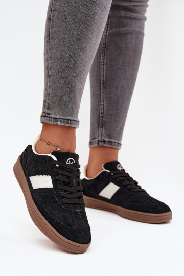 zamšādas Sneakers modeļa apavi Sieviešu Vinceza 14029 melnas krāsas 2