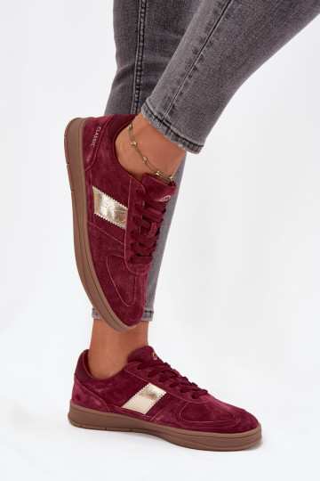 zamšādas Sneakers modeļa apavi Sieviešu Vinceza 14029 bordo krāsas