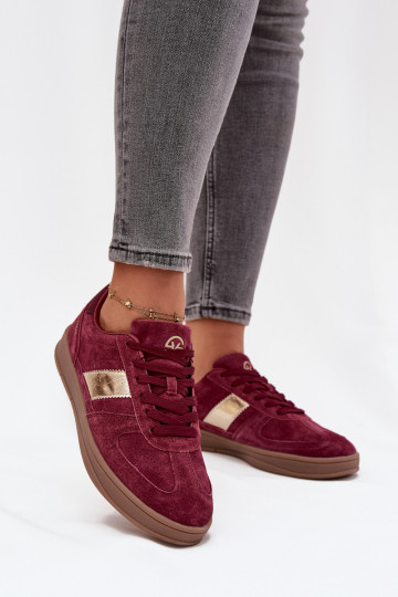 zamšādas Sneakers modeļa apavi Sieviešu Vinceza 14029 bordo krāsas 2
