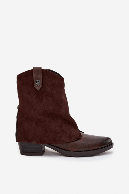 siltināti kovboju stila puszābaki ar papēdi CzekoladoIne Sylvette siltināti kovboju stila puszābaki ar papēdi CzekoladoIne Sylvette