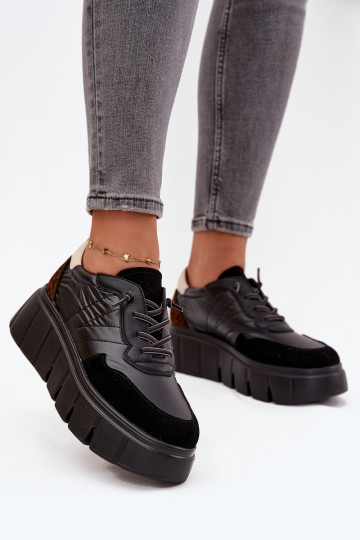 sporta apavi Sneakers modeļa apavi Sieviešu ar platformu Vinceza 58565 melnas krāsas 2
