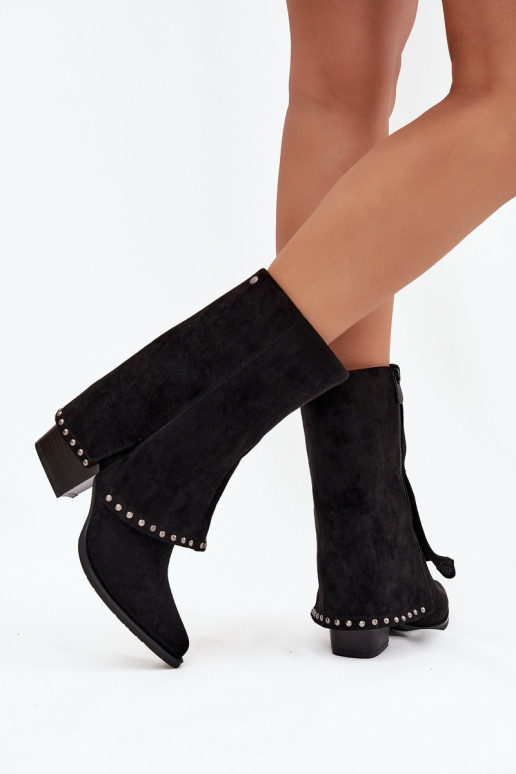 Sieviešu garie zābakiINyIniniętą CholeInką Vinceza 16516 melnas krāsas Sieviešu garie zābakiINyIniniętą CholeInką Vinceza 16516 melnas krāsas