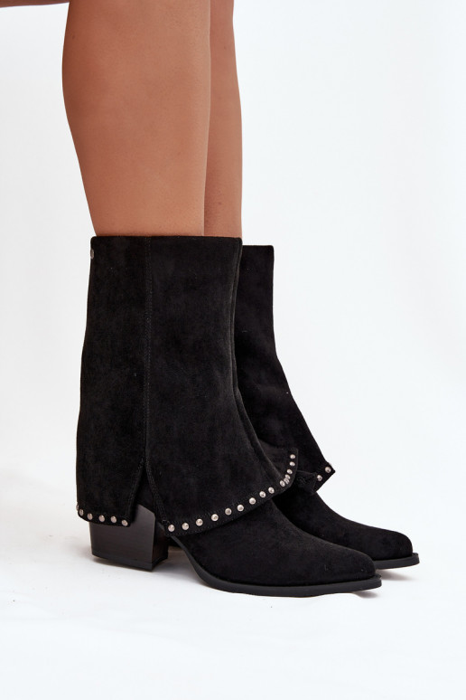 Sieviešu garie zābakiINyIniniętą CholeInką Vinceza 16516 melnas krāsas Sieviešu garie zābakiINyIniniętą CholeInką Vinceza 16516 melnas krāsas